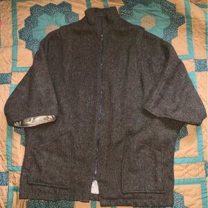massimo by iamello wool blend bay wing wide sleeve zip coat